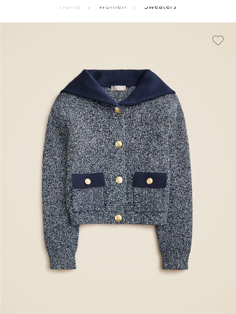 J.CREW M Marled sailor-collar cardigan